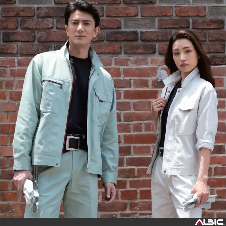 作業着 国産生地 綿100% 長袖ブルゾン【AL100-MRJ】 モデル写真