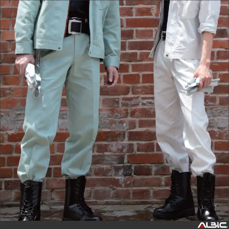 作業着 国産生地 綿100% スラックス【AL103-MRJ】 モデル写真