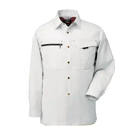 作業着 国産生地 綿100% 長袖作業シャツ【AL207-MRJ】 3.グレー