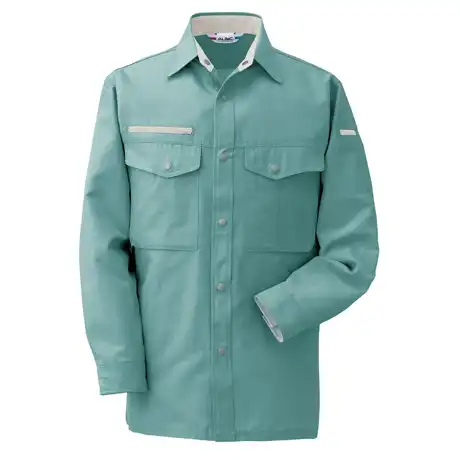 作業着 エコマーク認定 帯電防止 長袖シャツ【AL707-MRJ】 2.ダークグリーン