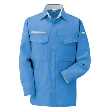 作業着 エコマーク認定 帯電防止 長袖シャツ【AL707-MRJ】 6.ブルー