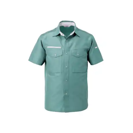 作業着 エコマーク認定 帯電防止 半袖シャツ【AL708-MRJ】 2.ダークグリーン
