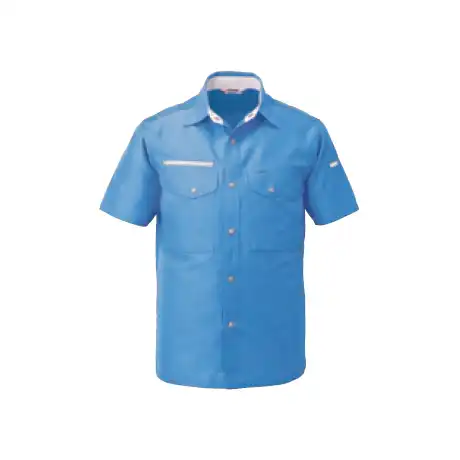 作業着 エコマーク認定 帯電防止 半袖シャツ【AL708-MRJ】 6.ブルー