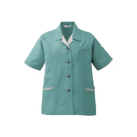 作業着 エコマーク認定 帯電防止 半袖スモック【AL782-MRJ】 2.ダークグリーン