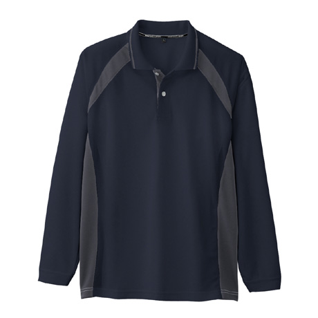 スポーティシルエット長袖ポロシャツ【AS1628-COC】 1.ネイビー(チャコール)