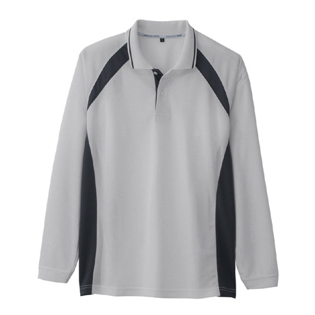 スポーティシルエット長袖ポロシャツ【AS1628-COC】 3.シルバー(チャコール)