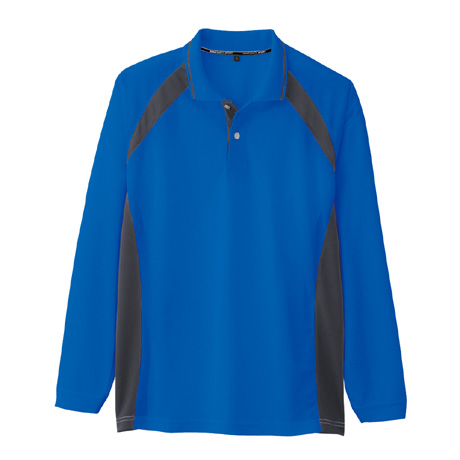 スポーティシルエット長袖ポロシャツ【AS1628-COC】 6.ブルー(チャコール)