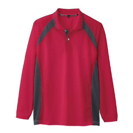 スポーティシルエット長袖ポロシャツ【AS1628-COC】 20.レッド(チャコール)