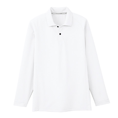 ドライメッシュ長袖ポロシャツ（ポケット無）【AS1648-COC】 0.ホワイト
