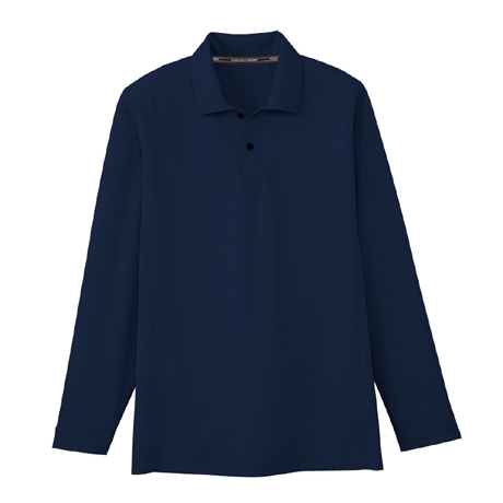 ドライメッシュ長袖ポロシャツ（ポケット無）【AS1648-COC】 1.ネイビー