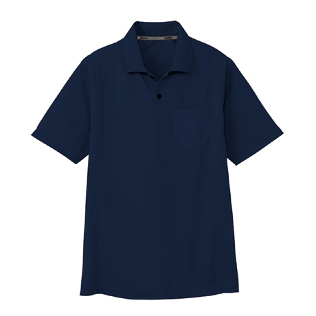 ドライメッシュ半袖ポロシャツ（ポケット有）【AS1657-COC】 1.ネイビー