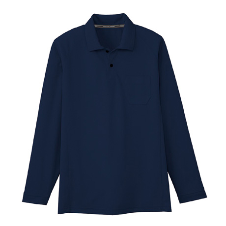 ドライメッシュ長袖ポロシャツ（ポケット有）【AS1658-COC】 1.ネイビー
