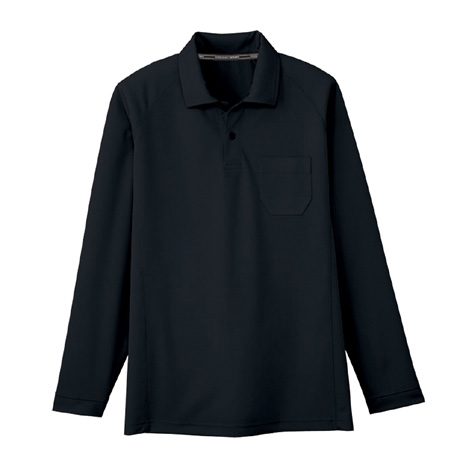 ドライメッシュ長袖ポロシャツ（ポケット有）【AS1658-COC】 13.ブラック