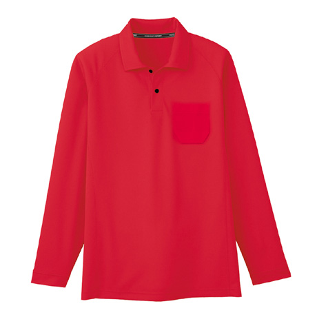 ドライメッシュ長袖ポロシャツ（ポケット有）【AS1658-COC】 20.レッド