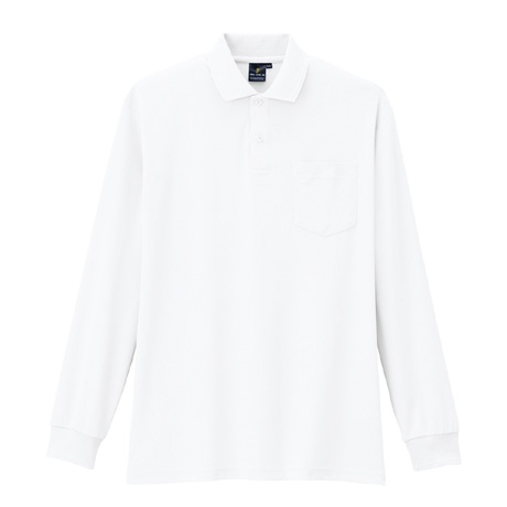 静電・防透・消臭長袖ポロシャツ【AS258-COC】 0.ホワイト