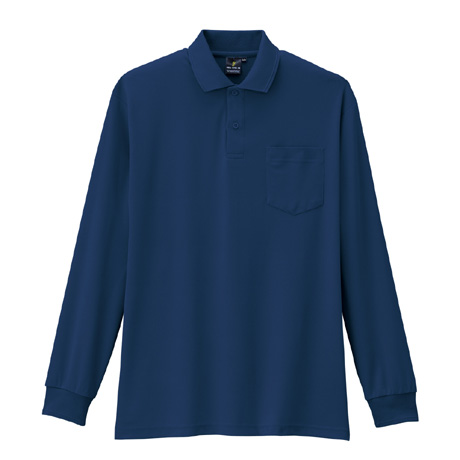 静電・防透・消臭長袖ポロシャツ【AS258-COC】 1.ネイビー