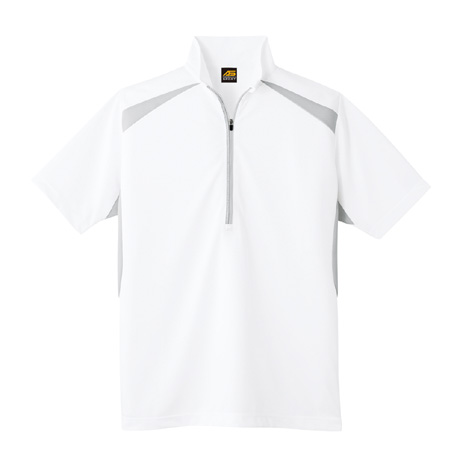 半袖ハーフジップポロシャツ【AS577-COC】 0.ホワイト(グレー)