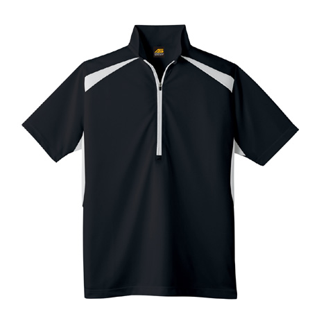 半袖ハーフジップポロシャツ【AS577-COC】 13.ブラック(グレー)