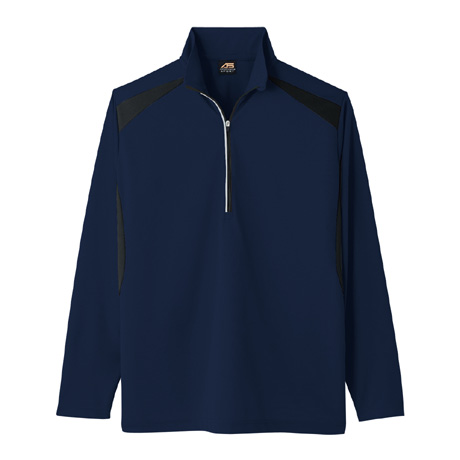 長袖ハーフジップポロシャツ【AS578-COC】 1.ネイビー