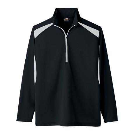 長袖ハーフジップポロシャツ【AS578-COC】 13.ブラック(グレー)