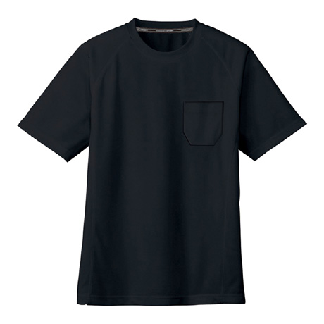ドライメッシュ半袖Tシャツ（ポケット有）【AS657-COC】 13.ブラック