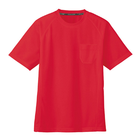 ドライメッシュ半袖Tシャツ（ポケット有）【AS657-COC】 20.レッド