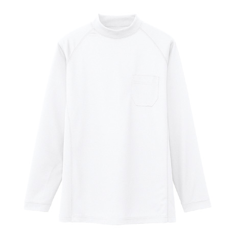 長袖ローネック（ポケット有）【AS658-COC】 0.ホワイト