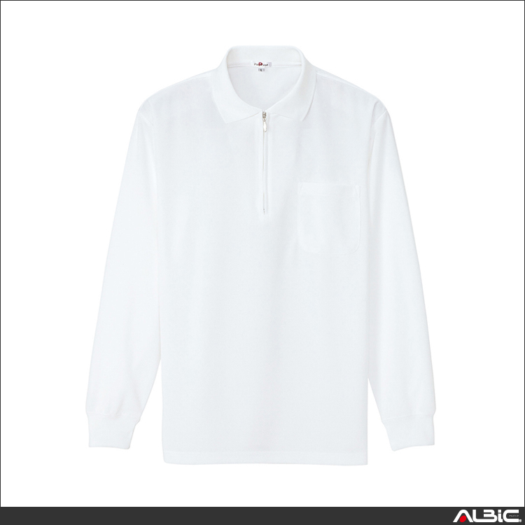 吸汗速乾長袖ジップポロシャツ_ポロシャツ・Tシャツ_【AZ10580-ait】 商品写真