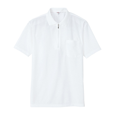吸汗速乾半袖ジップポロシャツ_ポロシャツ・Tシャツ_【AZ10581-ait】 001.ホワイト
