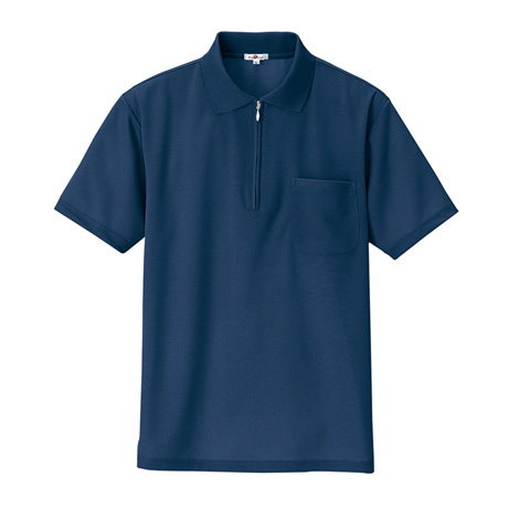 吸汗速乾半袖ジップポロシャツ_ポロシャツ・Tシャツ_【AZ10581-ait】 008.ネイビー