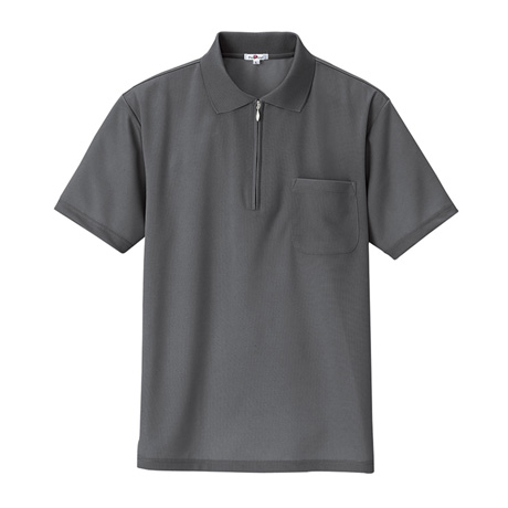 吸汗速乾半袖ジップポロシャツ_ポロシャツ・Tシャツ_【AZ10581-ait】 044.チャコールグレー