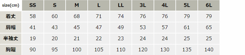 吸汗速乾半袖ジップポロシャツ_ポロシャツ・Tシャツ_【AZ10581-ait】 サイズ表