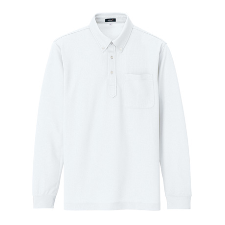 吸汗速乾長袖ボタンダウンポロシャツ_ポロシャツ・Tシャツ_【AZ10598-ait】 001.ホワイト