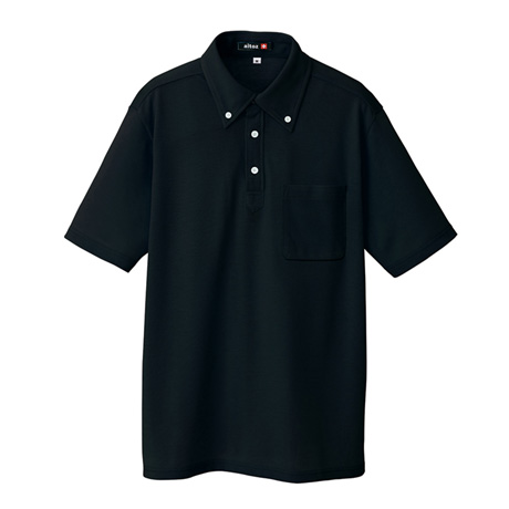 吸汗速乾半袖ボタンダウンポロシャツ_ポロシャツ・Tシャツ_【AZ10599-ait】 010.ブラック