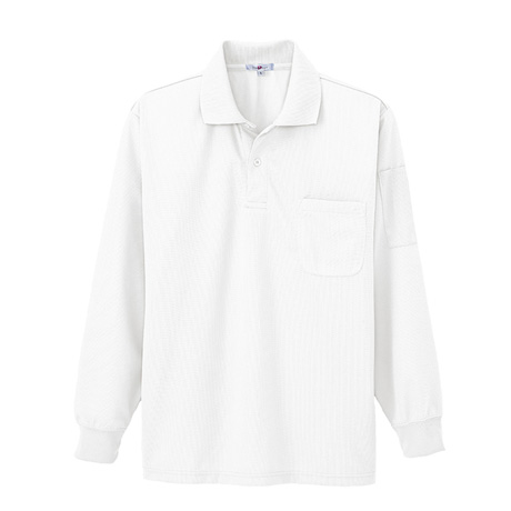 吸汗速乾ペン差し付長袖ポロシャツ_ポロシャツ・Tシャツ_【AZ10600-ait】 001.ホワイト