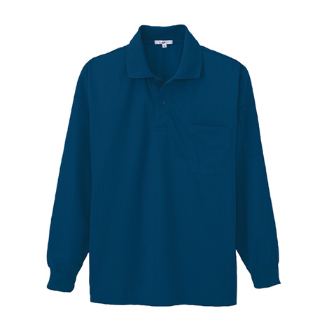吸汗速乾ペン差し付長袖ポロシャツ_ポロシャツ・Tシャツ_【AZ10600-ait】 008.ネイビー