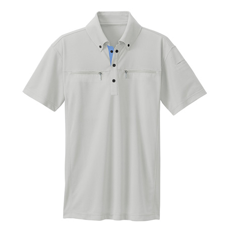 ボタンダウンダブルジップ半袖ポロシャツ_ポロシャツ・Tシャツ_【AZ10602-ait】 003.シルバーグレー