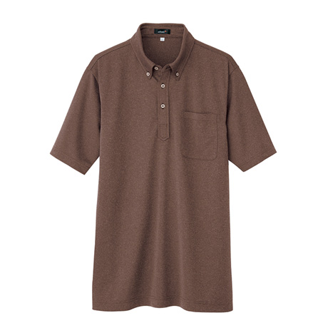 吸汗速乾半袖ボタンダウンポロシャツ_ポロシャツ・Tシャツ_【AZ10603-ait】 022.ブラウン