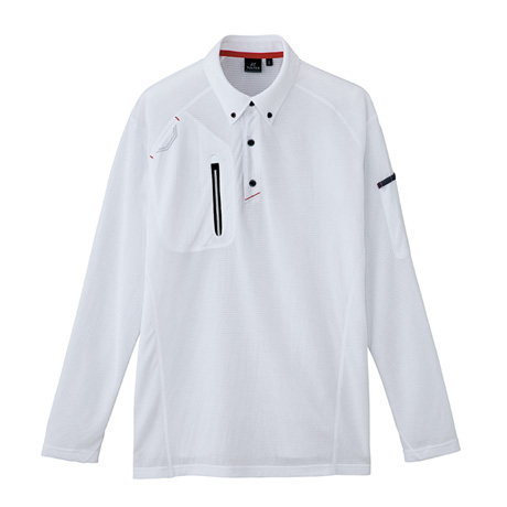 長袖ボタンダウンポロシャツ_ポロシャツ・Tシャツ_【AZ10604-ait】 001.ホワイト