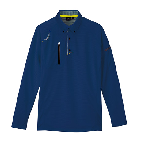 長袖ボタンダウンポロシャツ_ポロシャツ・Tシャツ_【AZ10604-ait】 008.ネイビー