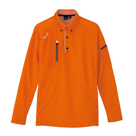 長袖ボタンダウンポロシャツ_ポロシャツ・Tシャツ_【AZ10604-ait】 163.オレンジ