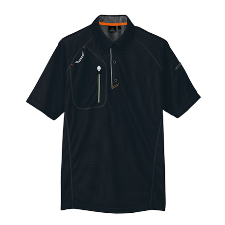 半袖ボタンダウンポロシャツ_ポロシャツ・Tシャツ_【AZ10605-ait】 010.ブラック