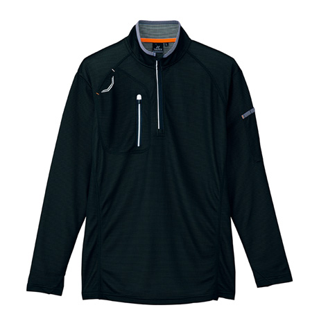 長袖ハーフZIPシャツ_ポロシャツ・Tシャツ_【AZ10606-ait】 010.ブラック