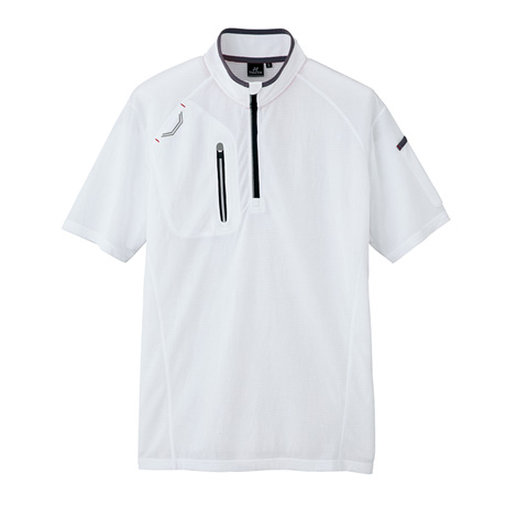 半袖ハーフZIPシャツ_ポロシャツ・Tシャツ_【AZ10607-ait】 001.ホワイト