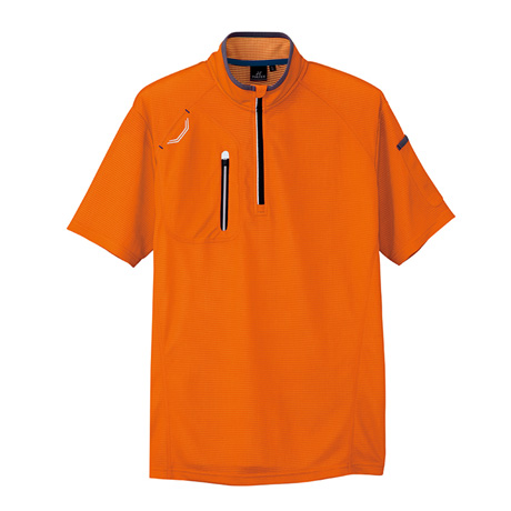 半袖ハーフZIPシャツ_ポロシャツ・Tシャツ_【AZ10607-ait】 163.オレンジ