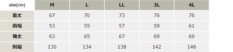 防寒ブルゾン_防寒_【AZ10702-ait】 サイズ表