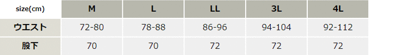 カストロパンツ_防寒_【AZ10752-ait】 サイズ表