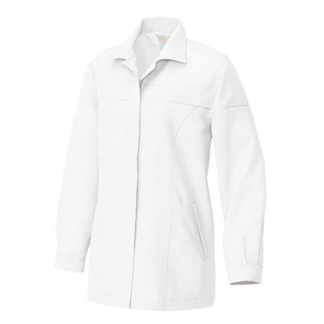 レディース長袖スモック_作業服_【AZ1241-ait】 001.ホワイト