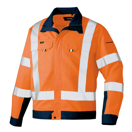 長袖ブルゾン_作業服_【AZ2701-ait】 093.ハイパーオレンジ×ネイビー