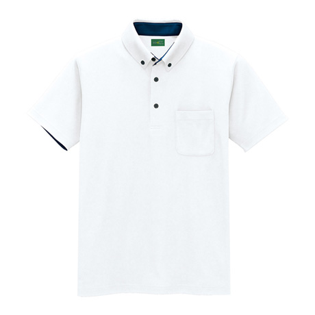 静電半袖ボタンダウンポロシャツ_ポロシャツ・Tシャツ_【AZ50006-ait】 001.ホワイト